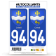 2 Autocollants plaque immatriculation 94 Créteil - Armoiries