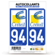 2 Autocollants plaque immatriculation 94 Créteil - Ville