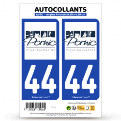 2 Autocollants plaque immatriculation 44 Pornic - Ville