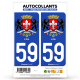 2 Autocollants plaque immatriculation 59 Lille - Armoiries