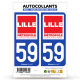 2 Autocollants plaque immatriculation 59 Lille - Métropole
