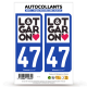 2 Autocollants plaque immatriculation 47 Lot-et-Garonne - Tourisme