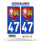 2 Autocollants plaque immatriculation 47 Agen - Armoiries