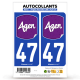2 Autocollants plaque immatriculation 47 Agen - Pays
