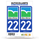 2 Autocollants plaque immatriculation 22 Côtes-d'Armor - Département