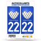 2 Autocollants plaque immatriculation 22 Saint-Brieuc - Armoiries