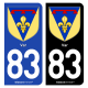 Autocollant plaque immatriculation 83 Var - Armoiries