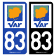 Autocollant plaque immatriculation 83 Var - Département