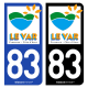 Autocollant plaque d'immatriculation 83 Var - Tourisme