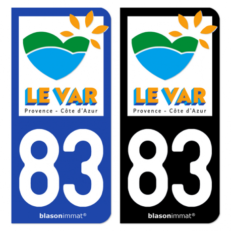 Autocollant plaque d'immatriculation 83 Var - Tourisme
