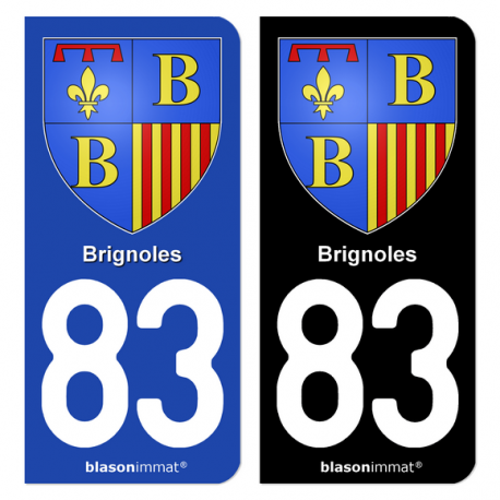 Autocollant plaque d'immatriculation 83 Brignoles - Armoiries