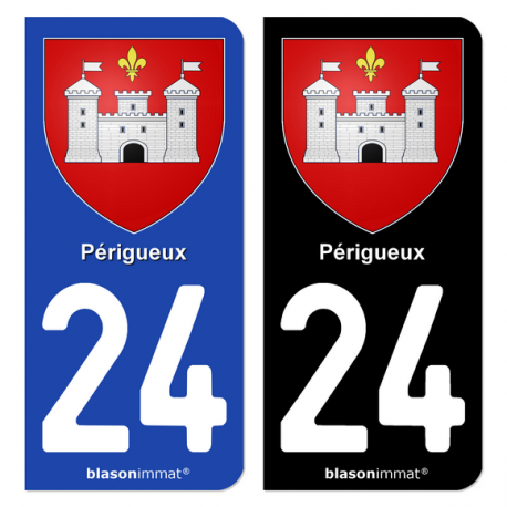 Autocollant plaque d'immatriculation 24 Périgueux - Armoiries