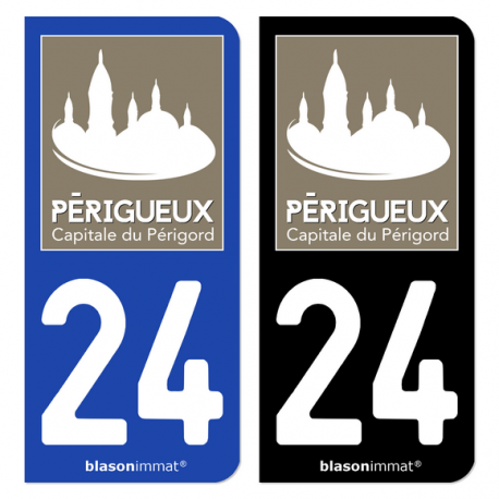 Autocollant plaque d'immatriculation 24 Périgueux - Ville