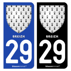 Autocollant plaque d'immatriculation 29 Breizh - Armoiries
