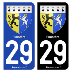 Autocollant plaque d'immatriculation 29 Finistère - Armoiries