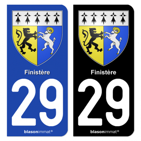 Autocollant plaque d'immatriculation 29 Finistère - Armoiries