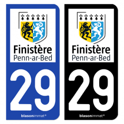 Autocollant plaque d'immatriculation 29 Finistère - Département