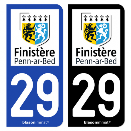 Autocollant plaque d'immatriculation 29 Finistère - Département