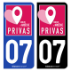 Autocollant Plaque Immatriculation 07 Privas - Ville