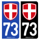 Autocollant plaque d'immatriculation 73 Pays de Savoie - Blason