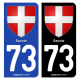 Autocollant plaque d'immatriculation 73 Savoie - Armoiries