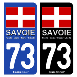 Autocollant plaque d'immatriculation 73 Savoie - Drapeau