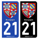 Autocollant plaque d'immatriculation 21 Bourgogne - Armoiries