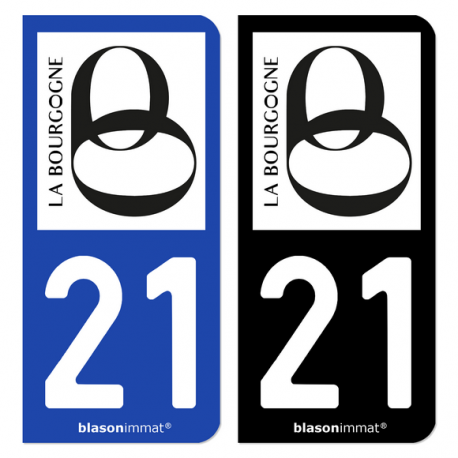 Autocollant plaque d'immatriculation 21 Bourgogne - Région