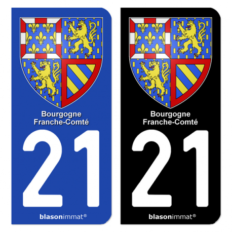 Autocollant plaque d'immatriculation 21 Bourgogne-Franche-Comté - Armoiries