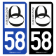 Autocollant plaque d'immatriculation 58 Bourgogne - Tourisme