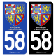 Autocollant plaque d'immatriculation 58 Bourgogne-Franche-Comté - Armoiries