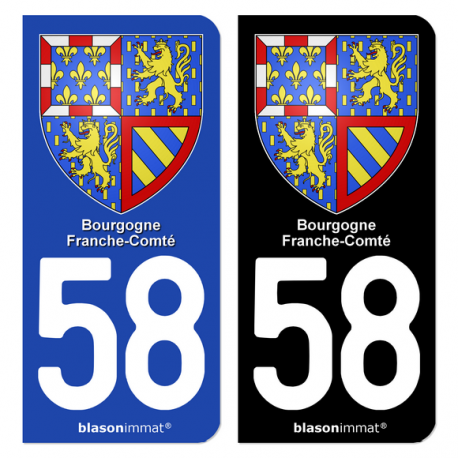 Autocollant plaque d'immatriculation 58 Bourgogne-Franche-Comté - Armoiries