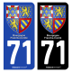 Autocollant plaque d'immatriculation 71 Bourgogne-Franche-Comté - Armoiries