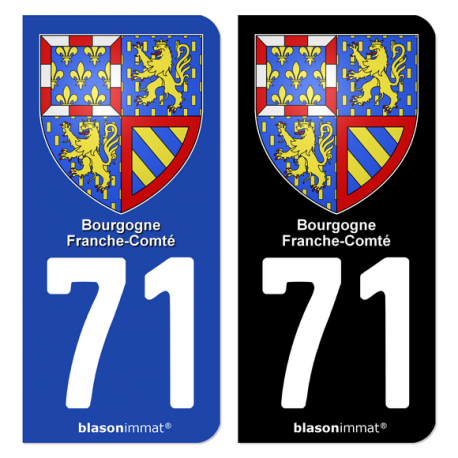 Autocollant plaque d'immatriculation 71 Bourgogne-Franche-Comté - Armoiries