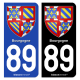 Autocollant plaque d'immatriculation 89 Bourgogne - Armoiries