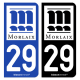 Autocollant plaque d'immatriculation 29 Morlaix - Ville