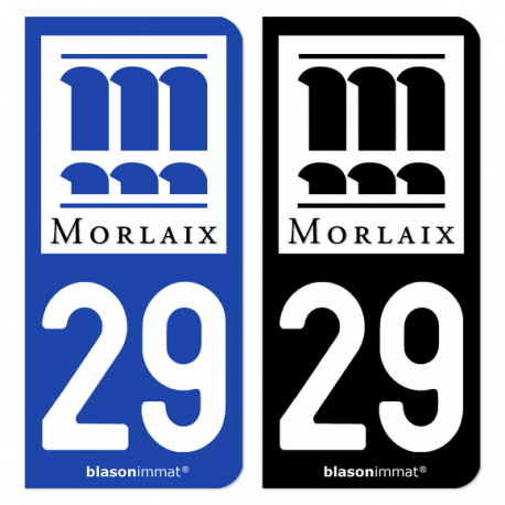 Autocollant plaque d'immatriculation 29 Morlaix - Ville