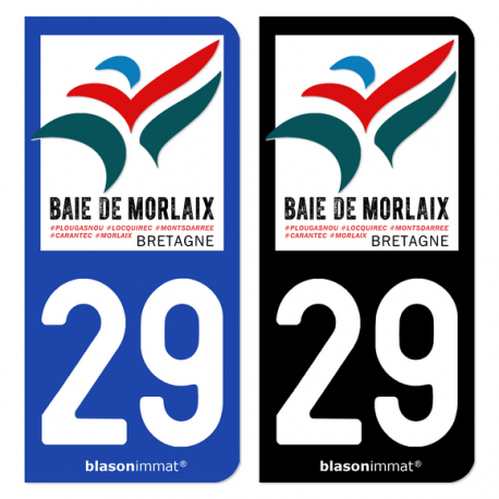 Autocollant plaque d'immatriculation 29 Morlaix - Baie