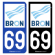 Autocollant plaque d'immatriculation 69 Bron - Ville