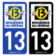 Autocollant plaque d'immatriculation 13 Bouches-du-Rhône - Département