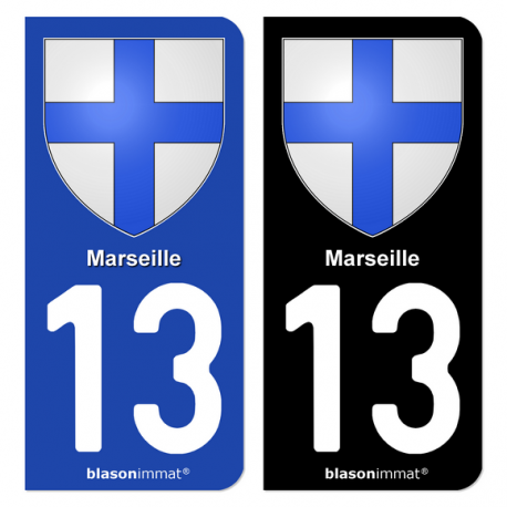 Autocollant plaque d'immatriculation 13 Marseille - Blason