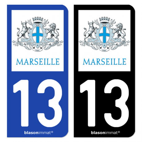 Autocollant plaque d'immatriculation 13 Marseille - Ville