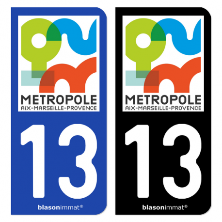 Autocollant plaque d'immatriculation 13 Marseille - Métropole