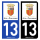 Autocollant plaque d'immatriculation 13 Aix-en-Provence - Ville II