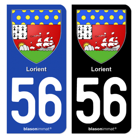 Autocollant plaque d'immatriculation 56 Lorient - Armoiries
