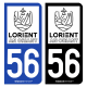 Autocollant plaque d'immatriculation 56 Lorient - Ville