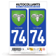 2 Autocollants plaque immatriculation 74 La Clusaz - Armoiries
