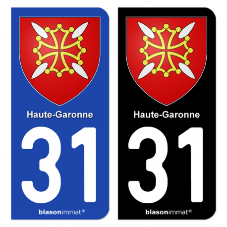Autocollant plaque d'immatriculation 31 Haute-Garonne - Armoiries