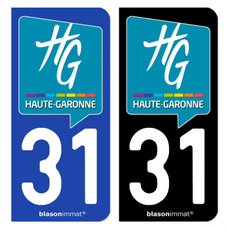 Autocollant plaque d'immatriculation 31 Haute-Garonne - Département