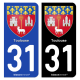 Autocollant plaque d'immatriculation 31 Toulouse - Blason